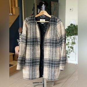 Aritzia Wilfred Wool Mohair and Alpaca blend Plaid Coat